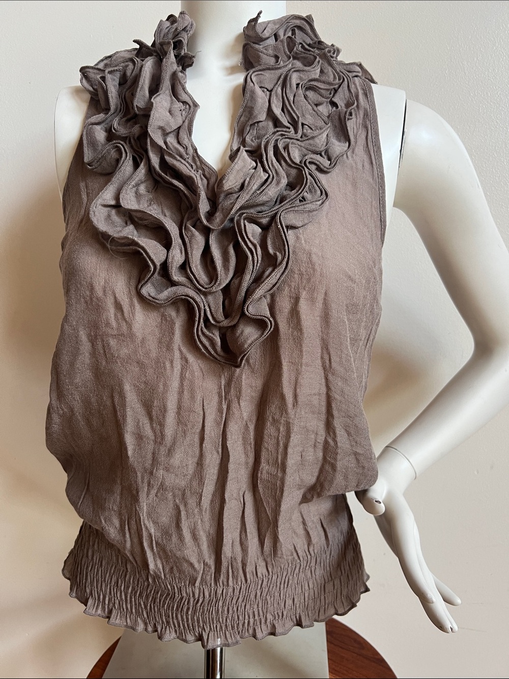 Antilia Femme Women's Ruffled V-Neck Sleeveless Top feminine flirty fabulous